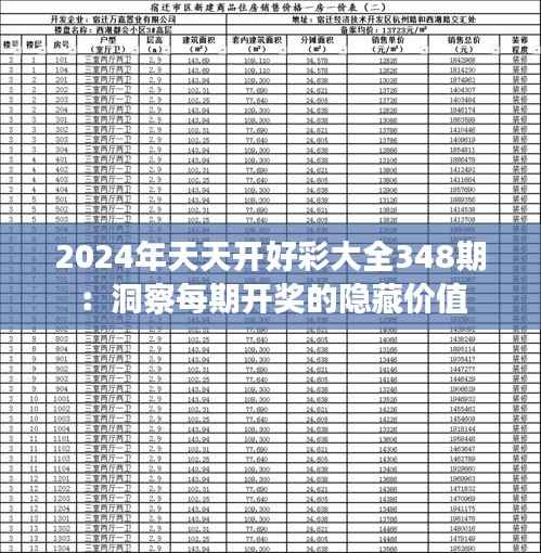2024年天天开好彩大全348期：洞察每期开奖的隐藏价值